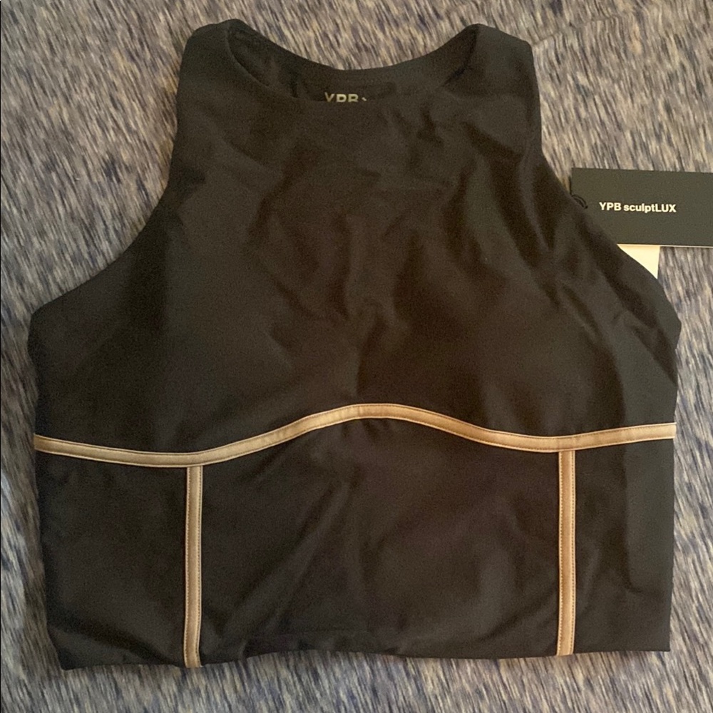 Abercrombie & Fitch Black Crop Top with Tan Accents